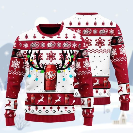Dr Pepper Christmas Sweater, Soda Bottles Ugly Christmas Sweater, Diet Dr Pepper Holiday Sweater, Soft Drink Lovers Ugly Sweater Shirt