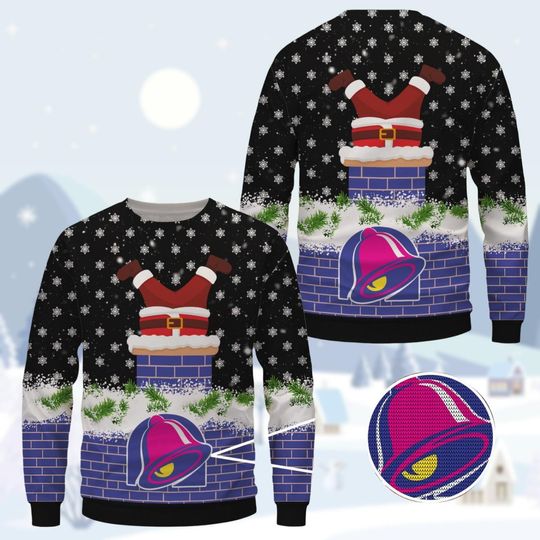 Taco Bell Christmas Sweater, Fast Food Ugly Sweater Shirt, Burrito Lover Christmas Sweater, Ugly Xmas Sweater, Funny Holiday Sweater