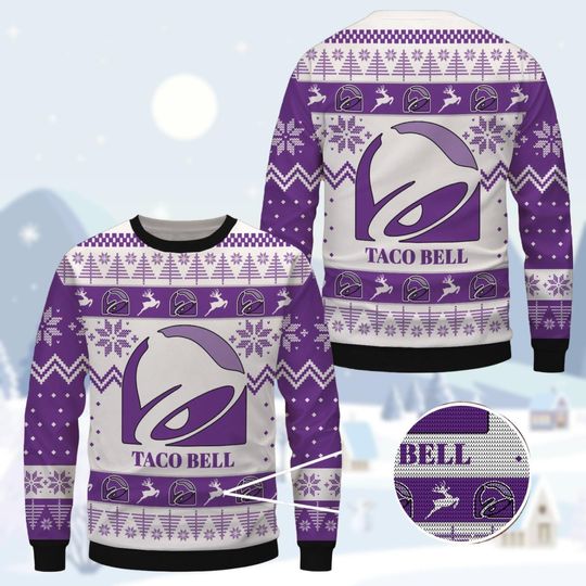 Taco Bell Christmas Sweater, Fast Food Ugly Sweater, Taco Bell Lover Sweater, Junk Food Christmas Sweater, Ugly Xmas Sweater For Women