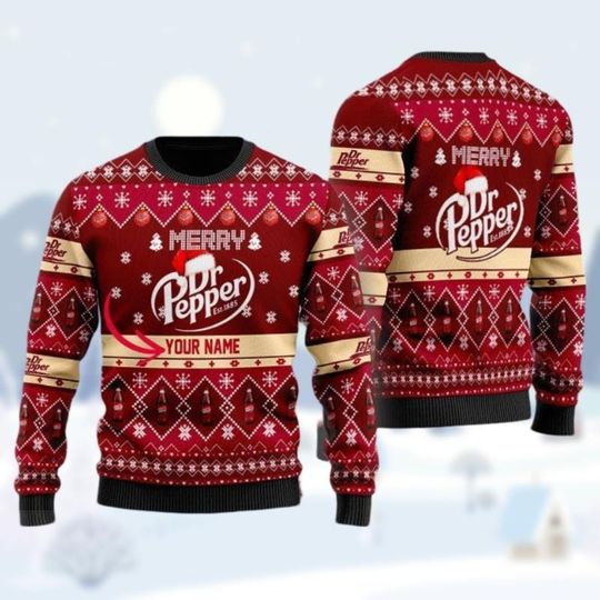 Personalized Dr Pepper Sweater, Pepper Soda Christmas Sweater, Soda Lovers Sweater, Soft Drink Ugly Sweater, Dr Pepper Xmas Unique Gift