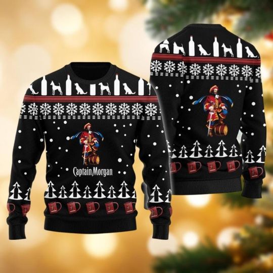 Christmas Captain Morgan Sweater, Alcohol Ugly Sweater, Drinking Xmas Sweater, Whisky Holiday Sweater For Men Women, Ugly Sweater Shirt
