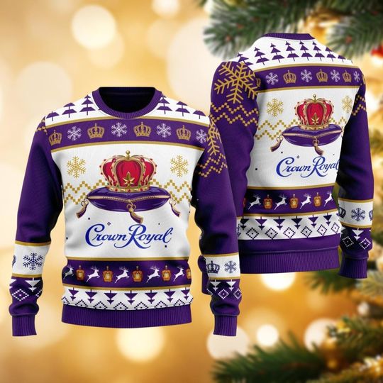 Crown Royal Ugly Sweater, Crown Royal Alcohol Christmas Sweater, Crown Royal Xmas Sweater, Crown Royal Whisky Shirt For Men And Women
