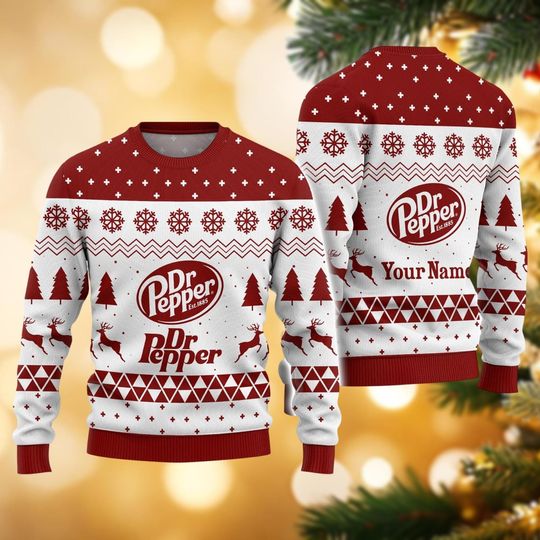 Christmas Dr Pepper Ugly Sweater, Custom Dr Pepper Christmas Sweater, Soda Xmas Sweater, Holiday Sweater, Women Sweater, Sweater Men
