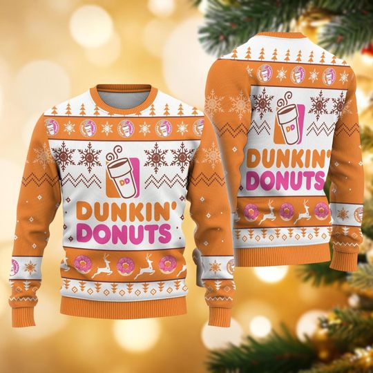 Christmas Dunkin Donut Ugly Sweater, Dunkin Donut Christmas Sweater, Donut Xmas Sweater, Women Sweater, Sweater Men, Holiday Sweater
