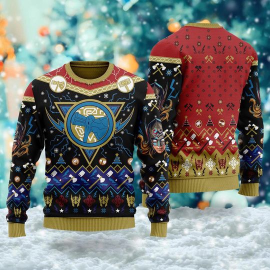Hammer Power 3D All Over Printed T-shirt, US Superhero Movie Ugly Christmas Sweater, Xmas Sweatshirt, Christmas Gift For Men Women Kid