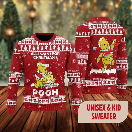 Funny Hungry Bear Ugly Christmas Sweater, All I Want For Christmas Is Yellow Sant Bear Xmas Sweatshirt, Christmas Gift For Men Women Kid