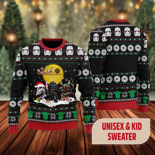 Funny Star Movie Ugly Christmas Sweater, Galaxy Moon Santa Reindeer Xmas Sweatshirt, Christmas Gift For Men Women Kid, Merry Christmas Gift