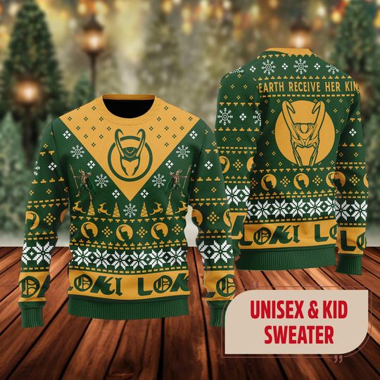 Loki Ugly Christmas Sweater, Super Hero Xmas Sweatshirt, Christmas Gift For Men Women Kid, Superhero Christmas Shirt