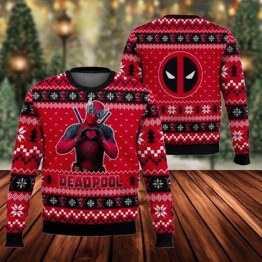 Deadpool Ugly Christmas Sweater, Deadpool Superhero Ugly Christmas Sweater, Xmas Sweatshirt, Christmas Gift for men Women kid