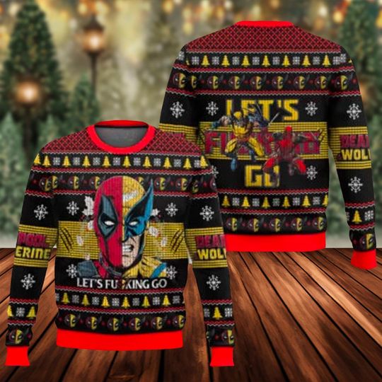 Deadpool & Wolverine Ugly Sweater, Deadpool Superhero Ugly Christmas Sweater, Xmas Sweatshirt, Christmas Gift for men Women kid