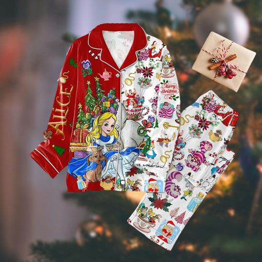 Alice In Wonderland Christmas Pajamas Set, Princess Alice Santa Claus Pj Set Pants, Disney Princess Holiday Pajamas, Magic Kingdom Gift