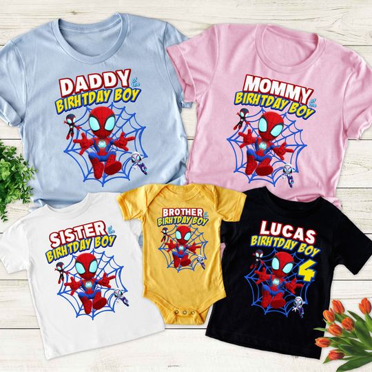 Personalized Spidey Birthday Family Shirt, Spidey Amazing Friends Matching Shirt, Superhero Shirt For Kids, Family Party Theme Outfits