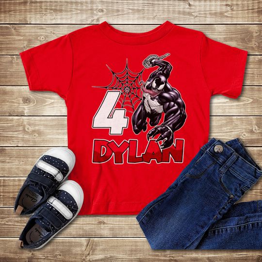Custom Superhero Birthday Boy Shirt, Personalized Venom Character Family Shirt, Spider Man Venom Movie Shirt, Venom Birthday Theme Gift