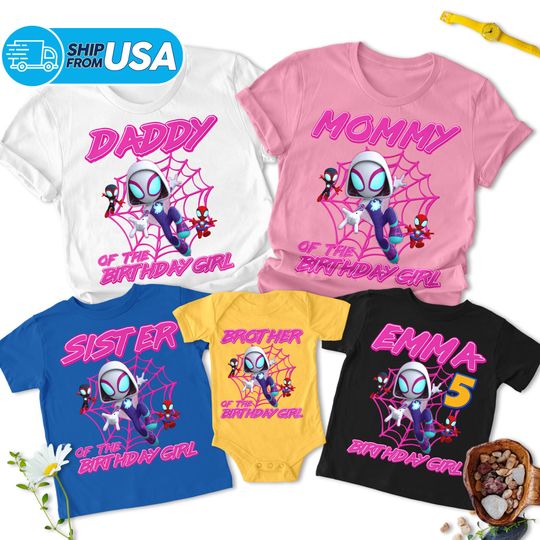 Personalized Spidey Birthday Shirt, Spider Party Shirt, Superhero Birthday Girl Theme Shirt, Spidey Amazing Friends Shirt For Kids