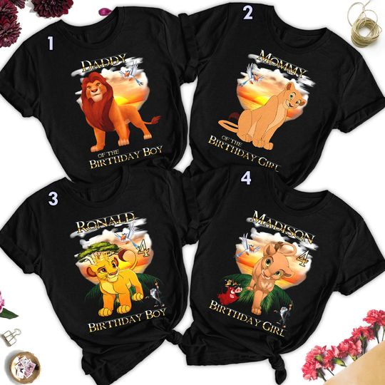 Personalized Animal King Family Birthday Shirt, Birthday Boy Girl Matching Shirt, Animated Character Inspired Shirt, Family Party Tee