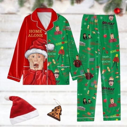Home Alone Christmas Pajamas, Funny Home Alone Xmas Pajamas, Home Alone Movie Holiday Pajamas, Kevin Mccallister Pj Set, Xmas Gift