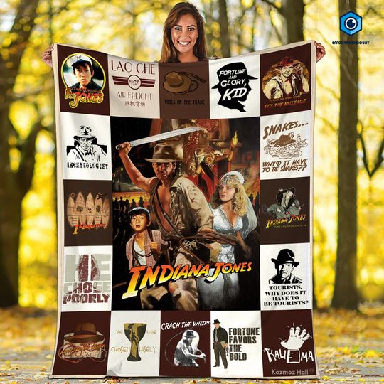 Indiana Jones Blanket | Raiders Of The Lost Ark | Birthday Gifts | Indiana Jones Merch | Christmas Gift