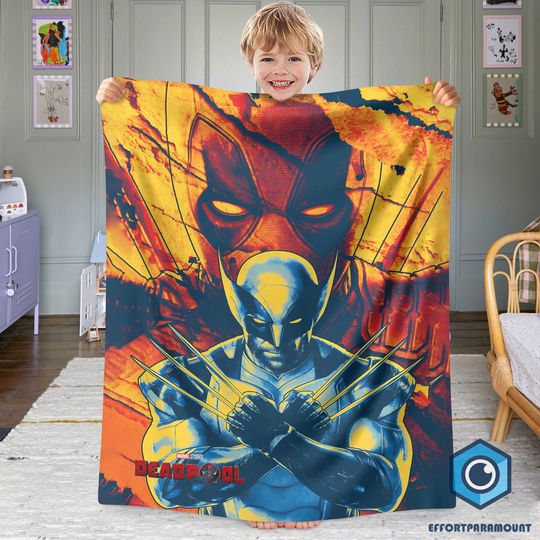 Deadpool Wolverine Besties Blanket Gift, Wolverine Deadpool Movie Merch, Superhero Best Friends Blanket Gift, Deadpool and Wolverine