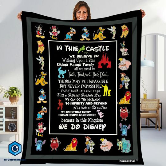 Disneyland In This Castle Fleece Blanket, Disneyland Blanket, Mickey and Friends Blanket, Magic Kingdom, Disneyland Castle Blanket