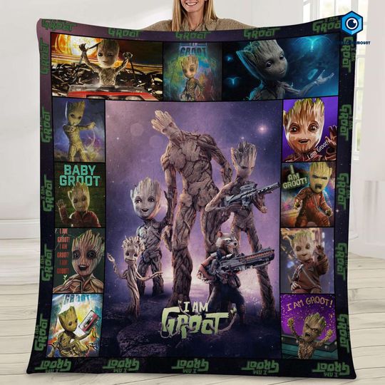 Groot Guardians of the Galaxy Vol. 3 Movie Fleece Blanket, Groot Blanket Quilt, Guardians of the Galaxy, Movie Lover, Christmas Gift