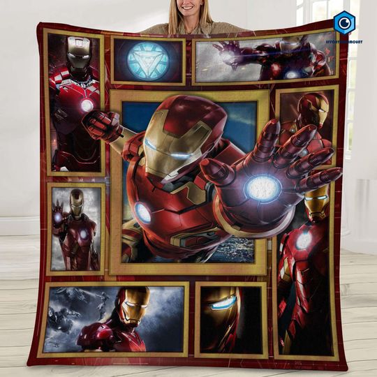 Iron Man Fleece Blanket | Iron Man Blanket | Avengers Superhero Throw Blanket for Bed Couch Sofa