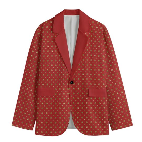 Red with Gold Polka Dots Lightweight Christmas Blazer/Sports Coat - Red Lapel
