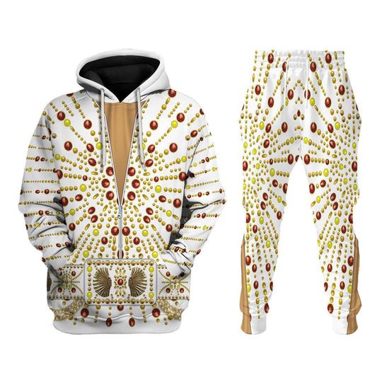 Elvis Presley Sunburst Costume Hoodie Jogger, Rock And Roll Costume T-Shirt, Elvis Music Cosplay For Men, Elvis Sweatpants Women