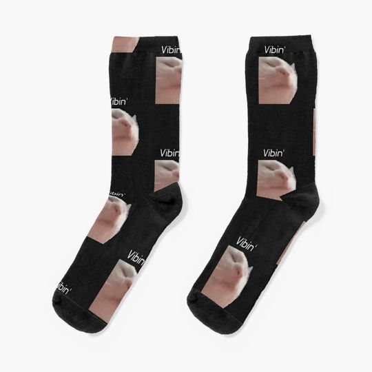 Vibin cat meme Socks