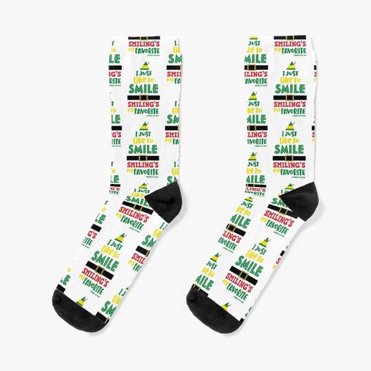 I Just Like to Smile, Smilings My Favorite, Buddy the Elf © GraphicLoveShop Socks