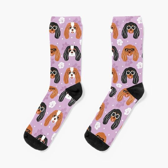 Cavalier King Charles Spaniel with Glasses Socks