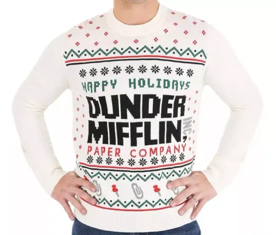 The Office Dunder Mifflin Ugly Christmas Sweater XL Paper Company NEW