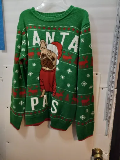 Holiday Time French Bulldog Santa Paws Christmas Pullover Unisex Ugly Sweater