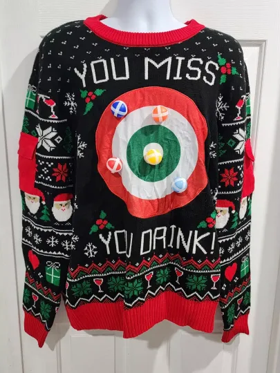 Unisex "You Miss You Drink" Bullseye Ugly Christmas Sweater Mens XL