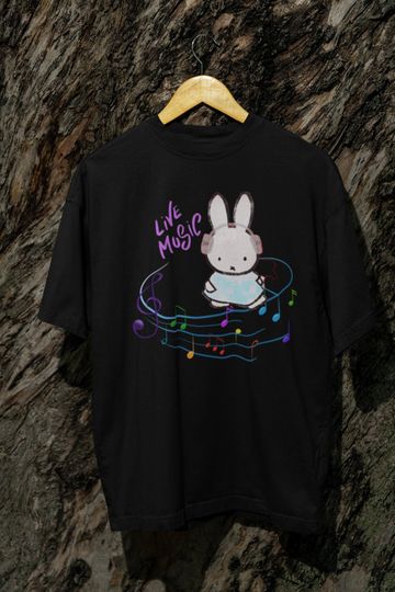 Miffy Music Shirt  Adorable Design Featuring Miffy Listening to Music shirt, Perfect Cotton Tee for Miffy Fans and Music Lovers,Miffy tee