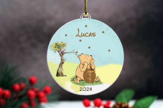 Pooh Christmas Ornament,Custom Baby Shower Gift,Classic Pooh First Baby Christmas Ornament ,Winnie The Pooh Ornament,1st Christmas Ornament