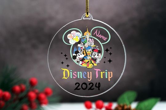 Disney Trip Christmas Keepsake,Mickey Mouse Christmas,Personalized Disney Ornament,Xmas Party Gift For Kid,Holiday 2024 Christmas Tree Decor