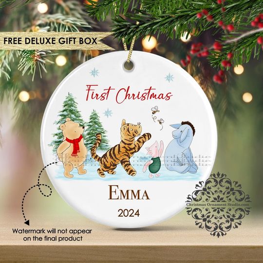 Pooh Ornament ~ 1st Christmas Classic Pooh ~ Classic Winnie The Pooh Ornament ~ Pooh Baby Ornament ~ Classic Pooh First Christmas