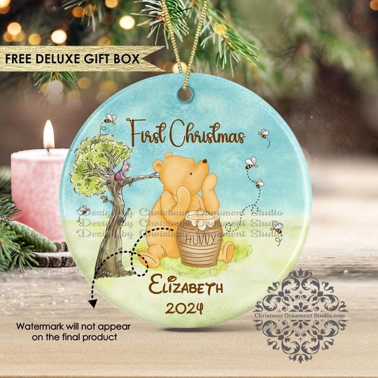 Classic Pooh Ornament - Winnie The Pooh Ornament - Pooh Baby Ornament - Classic Pooh First Christmas - Baby's First Christmas Pooh Ornament