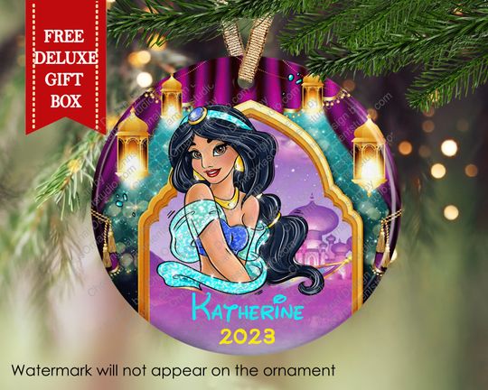 Princess Jasmine Christmas ornament-Girls personalized ornament-kids Christmas gift