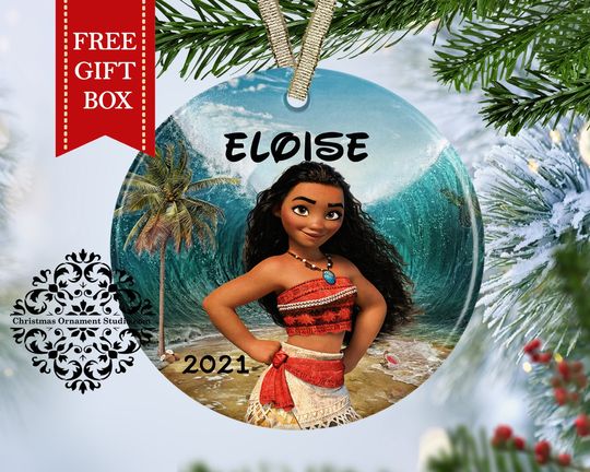 Moana christmas ornament-Disney Princess Moana Ornament-Personalized Christmas ornament kids-unique ornament- Disney Christmas ornament
