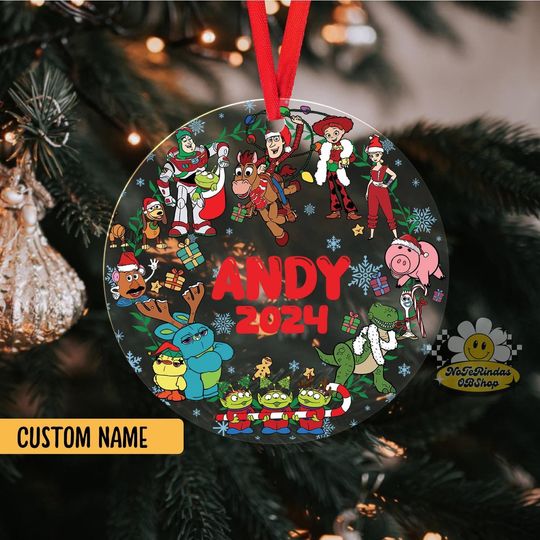 Personalized Disney Pixar Toy Story Christmas Ornament, Custom Name Toy Story Family Christmas Tree Hanging Ornament, Christmas Gift For Kid