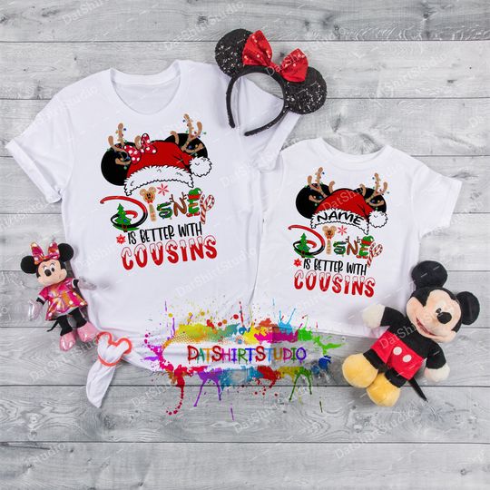 Disney is better with Cousins, Disney Christmas Cousin Shirts, Disney Cousin shirts with custom names, Disney Christmas Cousins Trip