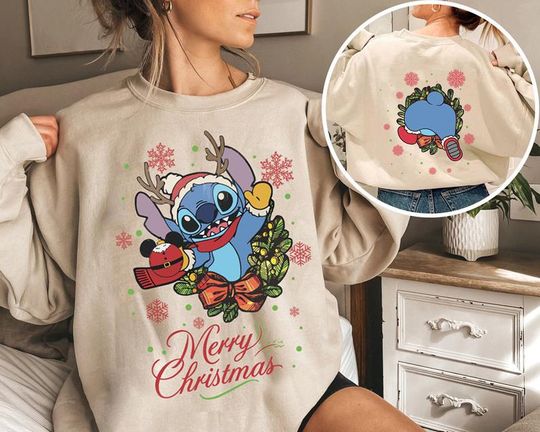 Merry Christmas Stitch Two-side Shirt, Merry Stitchmas Christmas Shirt, Disney StitchXmas Sweater, Christmas Shirt Gifts