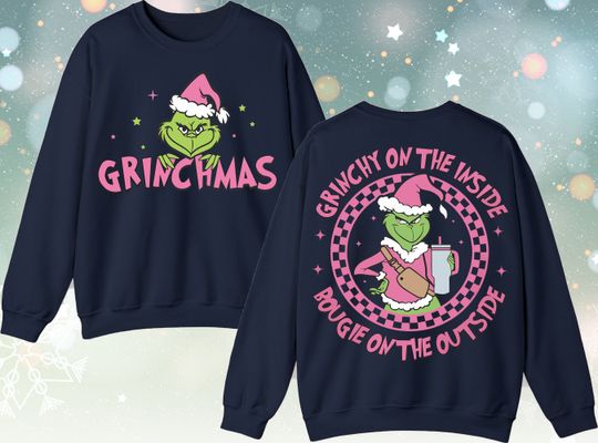 Grin Pink Sweatshirt, funny character Tour Christmas Sweatshirt, Merry Grin Shirt, Pink Christmas Shirt Gift
