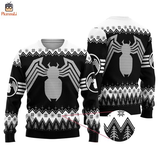 Black Spider Man Ugly Christmas Sweatshirt, Spider Man Across The Spider-Verse Sweater, Spider Man Ugly Sweater, Superhero Christmas Shirt