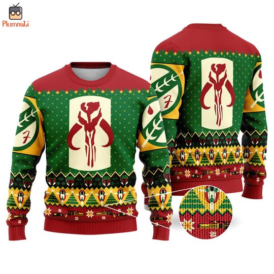 Starwars Boba Fett Ugly Christmas Sweater, Starwars Christmas Shirt, Boba Fett Shirt, Dath Vader Sweater, May The Force Shirt, Galaxy Edge