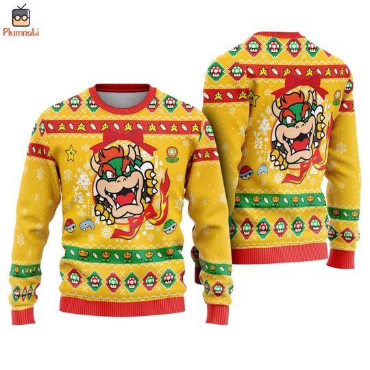 Super Mario Bowser Ugly Christmas Sweater, Bowser Sweater, Mario Christmas Shirt, Mario Family Christmas, Christmas Vacation Shirt