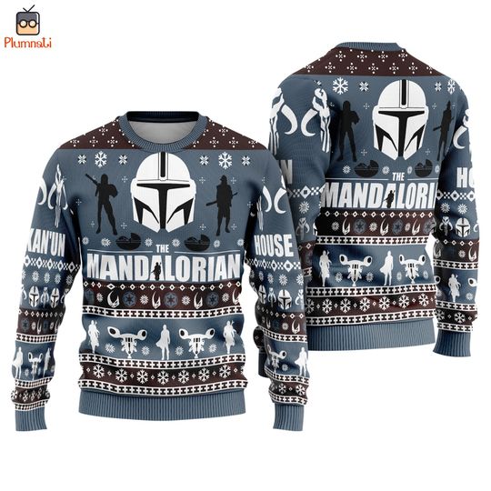 Starwars The Mandalorian Ugly Christmas Sweater, Starwars Christmas Shirt, Mandalorian Ugly Sweater, May The Force Shirt,Galaxy Edge Shirt