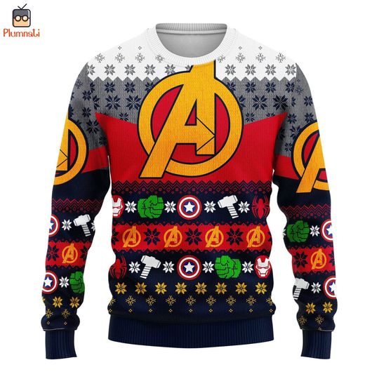 Avengers Team Ugly Christmas Shirt, Super Hero Ugly Christmas Shirt, Captain America Christmas Shirt, Iron Man Xmas Shirt, Christmas Party