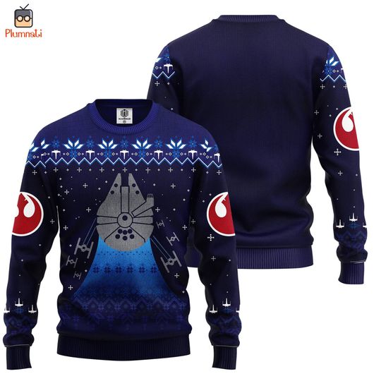 Starwars Millennium Falcon Ship Ugly Christmas Sweater, Starwars Sweatshirt, Darth Vader Sweater, Galaxy Edge Shirt, Family Christmas Shirt